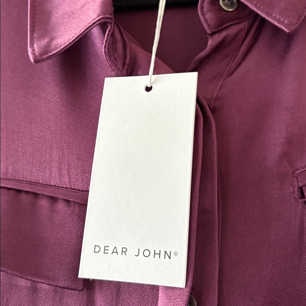 NWT Dear John  Silky Satin Adrianna  Long Sleeve OVERSIZED XS ( Fits a XS -M) - Picture 5 of 7